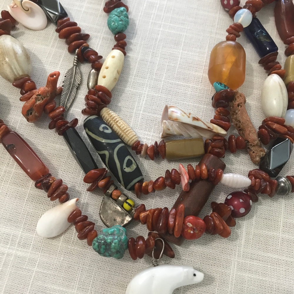 Santo Domingo Amazing 4 strand Fetish Coral Turquoise Necklace - Picture 4 of 8